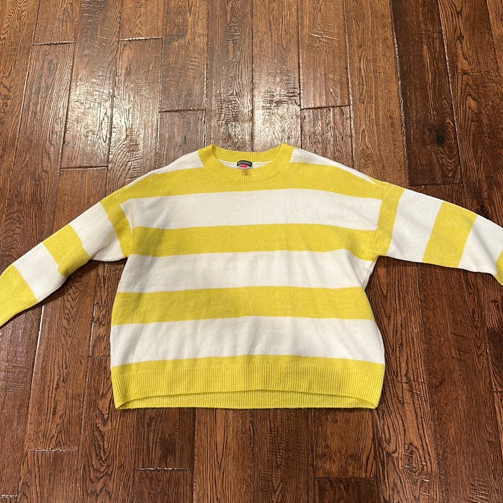 Yellow and White Striped Sweater